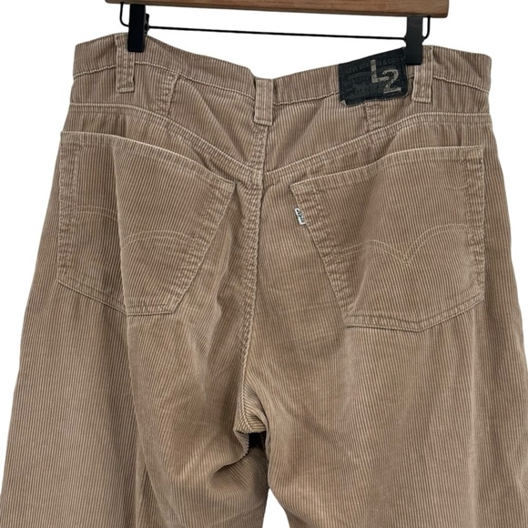 Vintage 90s Levi's L2 Corduroy Pants Relaxed Fit 100% Cotton Paper Tag Tan | 36" - Picture 6 of 13